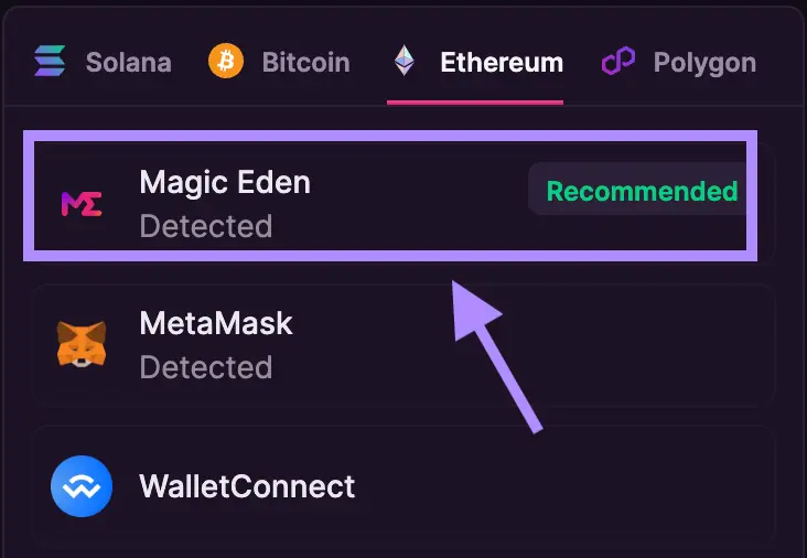 Magic Eden Walletを接続する